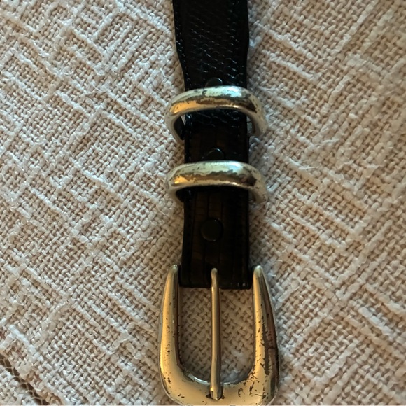 Black lizard  Belt with brass  Buckle - Picture 1 of 10